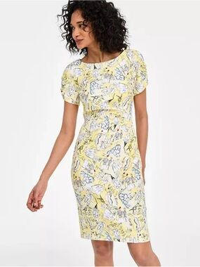 Karl Lagerfeld Yellow Printed Midi Dress